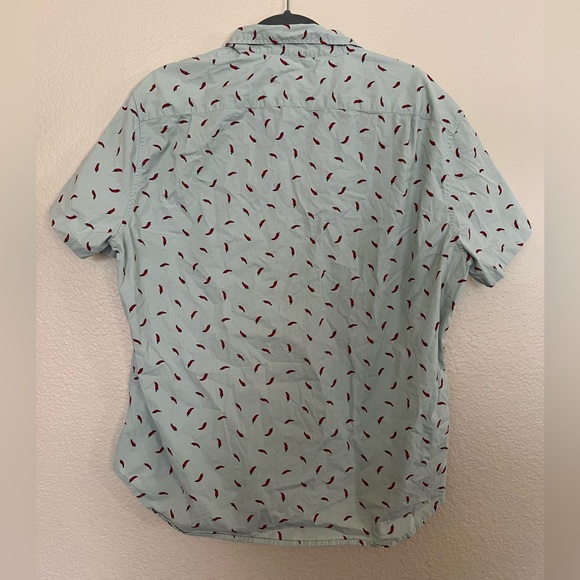 J Crew Factory Men Short-sleeve slim hot pepper print shirt Button Down XL - Picture 3 of 7
